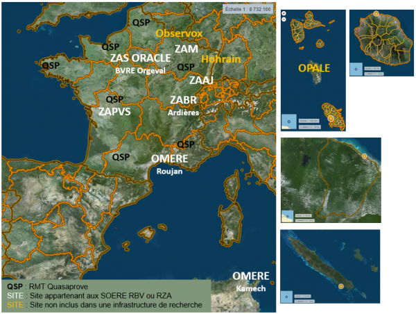 Localisation des sites Recotox