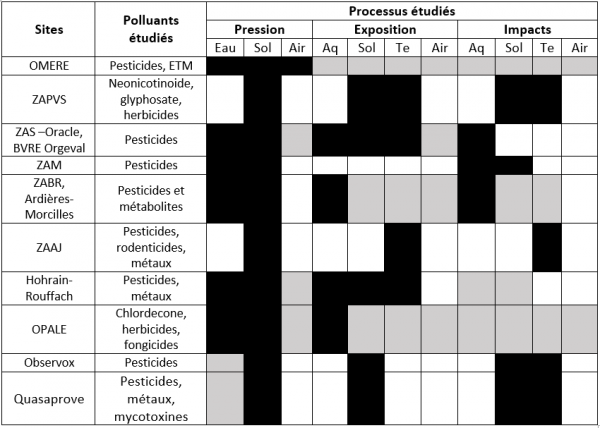 Processus et polluants étudiés